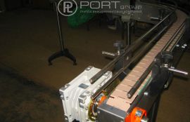 Объект: Поворотный пластинчатый конвейер для линии розлива кефира