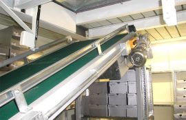 Ленточный наклонный конвейер для коробок с обувью - фото 3